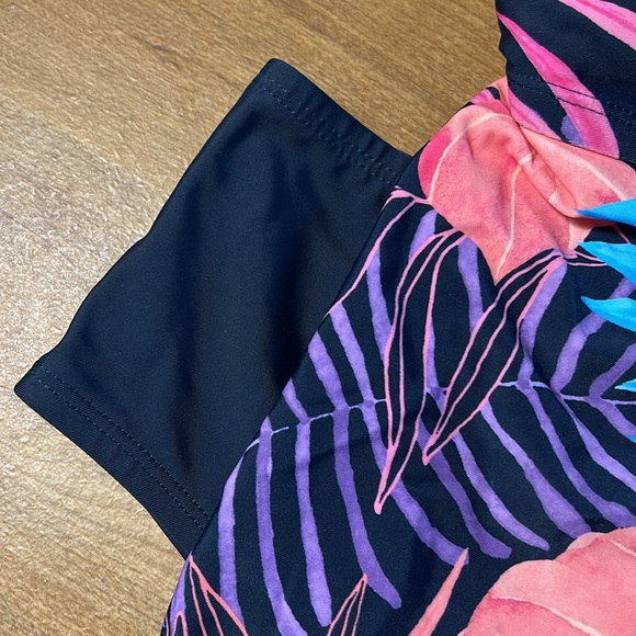 NWT CUPSHE Plus Size Tankini Bathing Suit Scoop Neck Tie Back Tropical Print - Picture 2 of 11